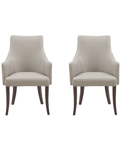 MANHATTAN COMFORT MANHATTAN COMFORT SET OF 2 CONNIE LEATHERETTE & VELVET DINING ARMCHAIRS WITH  BEECH WOOD LEGS