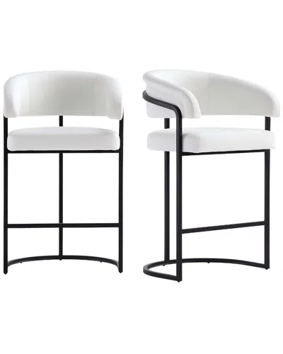 Manhattan Comfort Counter Stool - Set Of 2 White In Black