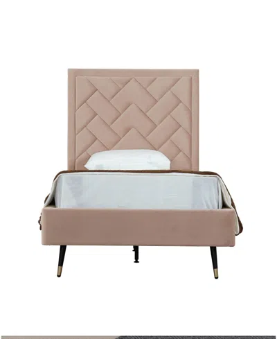 Manhattan Comfort Crosby Modern Twin-size Velvet Upholstered Bedframe And Headboard In Brown