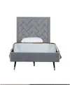 Manhattan Comfort Crosby Modern Twin-size Velvet Upholstered Bedframe And Headboard In Gray