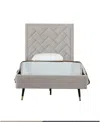 Manhattan Comfort Crosby Modern Twin-size Velvet Upholstered Bedframe And Headboard In Gray
