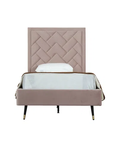 Manhattan Comfort Crosby Modern Twin-size Velvet Upholstered Bedframe And Headboard In Pink