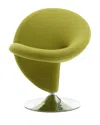 Manhattan Comfort Curl Swivel Accent Chair In Green And Polished Chr