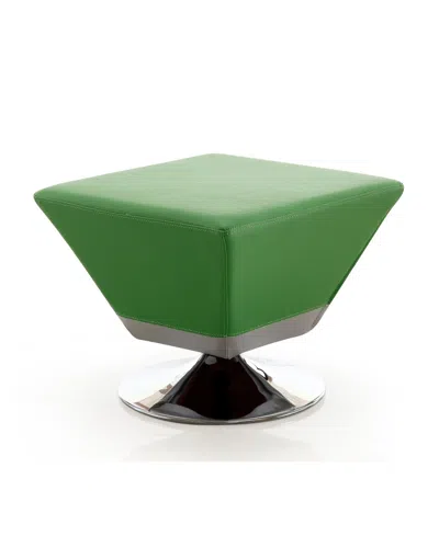 Manhattan Comfort Diamond Leatherette Upholstered Swivel Ottoman