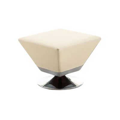 Manhattan Comfort Diamond Tan And Polished Chrome Swivel Ottoman