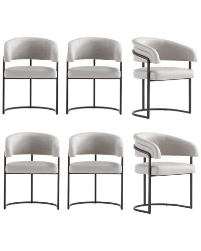 Manhattan Comfort Dining Chair - Set Of 6 Gray In Animal Print
