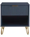 Manhattan Comfort Dumbo 1-drawer Modern Nightstand In Blue
