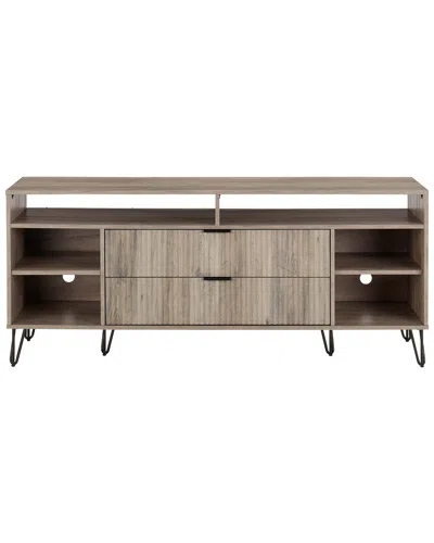 Manhattan Comfort Dumbo 63in Mid-century Modern Tv Stand With 6 Shelves & 2  Drawers In Neutral