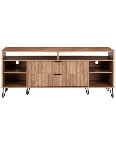Manhattan Comfort Dumbo 63in Mid-century Modern Tv Stand With 6 Shelves & 2  Drawers In Brown