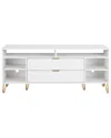 Manhattan Comfort Dumbo 63in Mid-century Modern Tv Stand With 6 Shelves & 2  Drawers In White