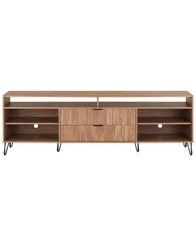 Manhattan Comfort Dumbo 85in Mid-century Modern Tv Stand With 6 Shelves & 2  Drawers In Brown
