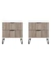 Manhattan Comfort Dumbo Fluted 2-drawer Wood Nightstand, Set Of 2