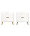 Manhattan Comfort Dumbo Fluted 2-drawer Wood Nightstand, Set Of 2 In White