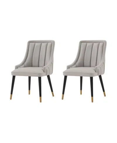 Manhattan Comfort Eda 2-piece Velvet Upholstered Dining Chair Set In Gray