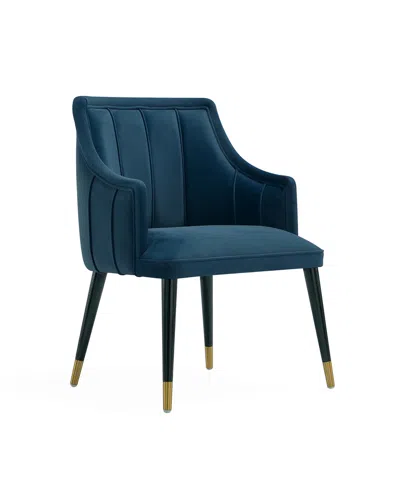 Manhattan Comfort Eda 37.4" Wood Upholstered Dining Armchair In Blue