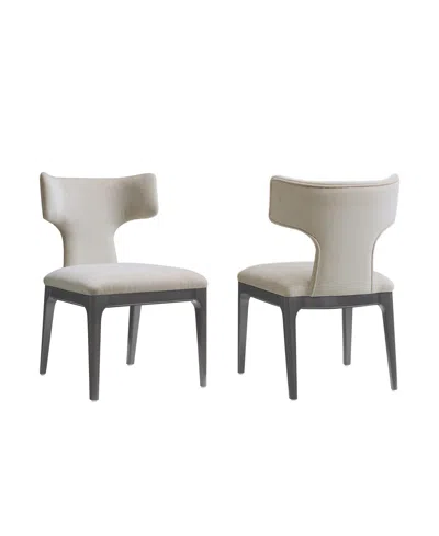 Manhattan Comfort Eloria Chenille Upholstered Dining Side Chairs, Set Of 2 In White