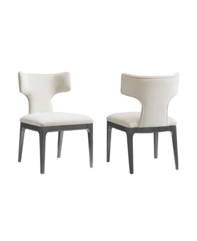 Manhattan Comfort Eloria Chenille Upholstered Dining Side Chairs, Set Of 2 In White