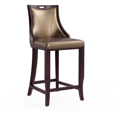 Manhattan Comfort Emperor 41 In. Bronze And Walnut Beech Wood Bar Stool In Brown