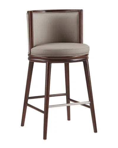 Manhattan Comfort Evalyn Leatherette Barstool With Beech Wood Legs In Brown