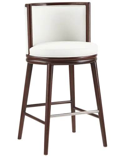 Manhattan Comfort Evalyn Leatherette Barstool With Beech Wood Legs In White