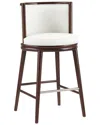 Manhattan Comfort Evalyn Leatherette Barstool With Beech Wood Legs In White
