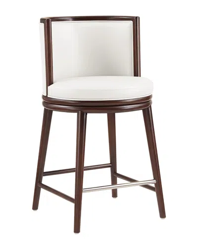 Manhattan Comfort Evalyn Leatherette Counter Stool With Beech Wood Legs In White