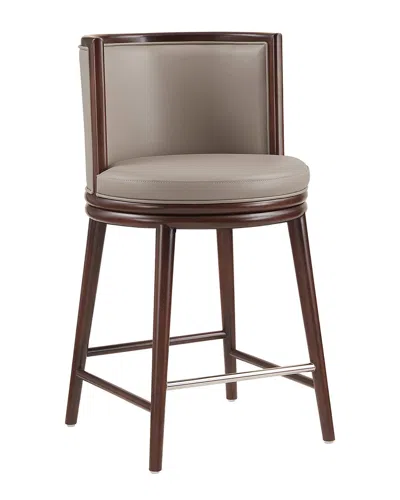Manhattan Comfort Evalyn Leatherette Counter Stool With Beech Wood Legs In Brown