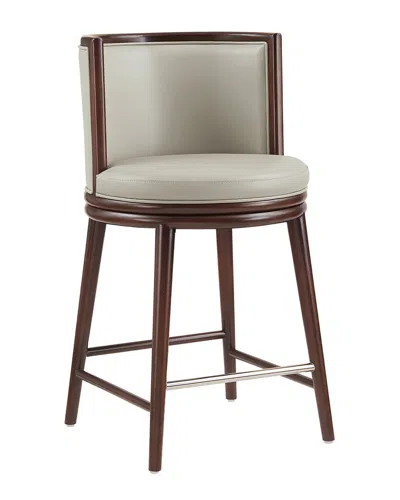 Manhattan Comfort Evalyn Leatherette Counter Stool With Beech Wood Legs In Brown