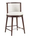 Manhattan Comfort Evalyn Textured Chenille Counter Stool With Beech Wood Legs In White