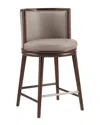 Manhattan Comfort Evalyn Leatherette Counter Stool With Beech Wood Legs In Gray
