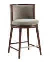 Manhattan Comfort Evalyn Textured Chenille Counter Stool With Beech Wood Legs In Brown