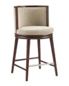 Manhattan Comfort Evalyn Textured Chenille Counter Stool With Beech Wood Legs In Neutral
