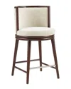 Manhattan Comfort Evalyn Textured Chenille Counter Stool With Beech Wood Legs In Multi