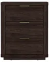 Manhattan Comfort Evelyn Modern Nightstand With 3 Full Extension Drawers In Brown