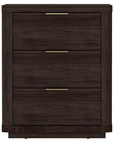Manhattan Comfort Evelyn Modern Nightstand With 3 Full Extension Drawers In Brown