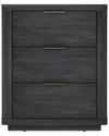 Manhattan Comfort Evelyn Modern Nightstand With 3 Full Extension Drawers In Gray