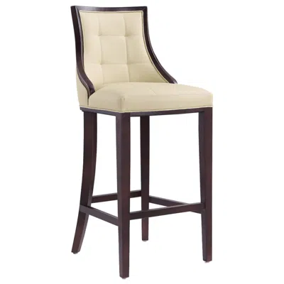 Manhattan Comfort Fifth Avenue 45 In. Cream And Walnut Beech Wood Bar Stool In Brown