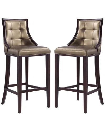 Manhattan Comfort Fifth Avenue Bar Stool In Bronze And Walnut