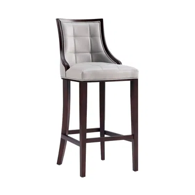 Manhattan Comfort Fifth Avenue Faux Leather Barstool In Light Grey In Gray