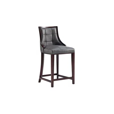 Manhattan Comfort Fifth Avenue Faux Leather Counter Stool In Pebble Grey In Black