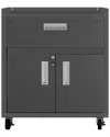 Manhattan Comfort Fortress 31.5" Steel Mobile Garage Cabinet With Drawer And Shelves In Grey