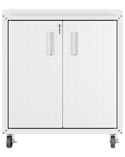 Manhattan Comfort Fortress 32in Mobile Garage Cabinet With Shelves In White
