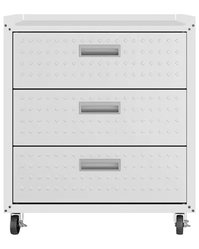 Manhattan Comfort Fortress 32in Mobile Garage Chest With Drawers In White
