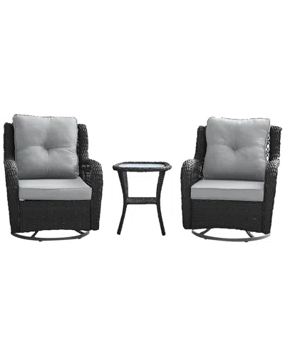 Manhattan Comfort Fruttuo Patio 2-person Seating Group With End Table In Multi