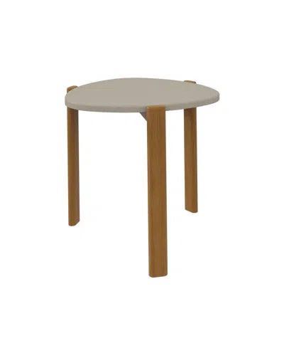 Manhattan Comfort Gales 18.11" Medium Density Fiberboard Mid-century Modern Triangle End Table In Greige