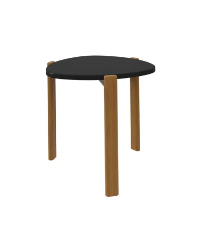 Manhattan Comfort Gales 18.11" Medium Density Fiberboard Mid-century Modern Triangle End Table In Matte Black