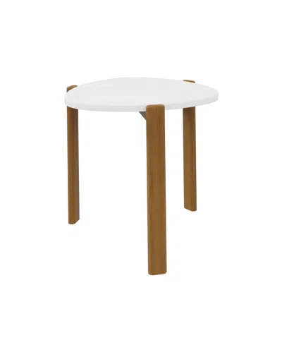 Manhattan Comfort Gales 18.11" Medium Density Fiberboard Mid-century Modern Triangle End Table In Matte White