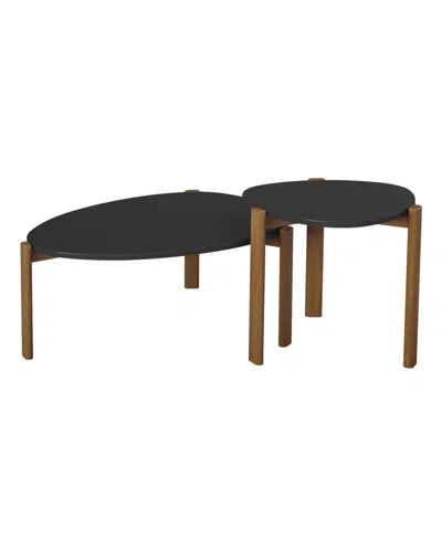 Manhattan Comfort Gales 2-piece Mdf End Table And Coffee Table Set In Matte Black