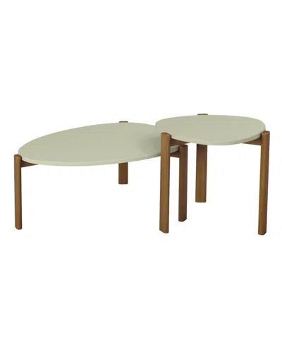 Manhattan Comfort Gales 2-piece Mdf End Table And Coffee Table Set In Pistachio Green