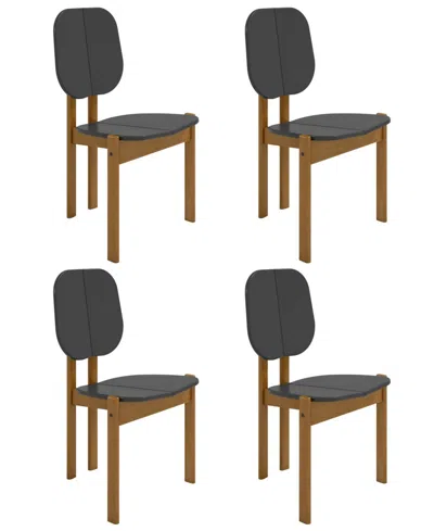 Manhattan Comfort Gales 4-piece Mdf Dining Chair With Solid Wood Legs In Black